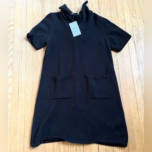 L- NWT black knit Zara dress with patch pockets